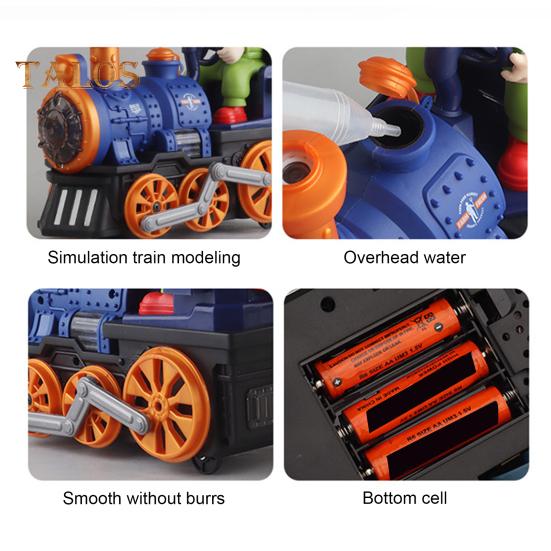 Детский игрушечный паровозик с электрической подсветкой и музыкальным спреем, классический игрушечный поезд, работающий от батареек, игрушечный локомотив для малышей, мальчиков и девочек, подарок