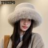 Winter Large Head Circumstance Retro Plush Fisherman's Hats Women's Thickened Imitation Fur Warm Versatile Ear Protection Bucket Hats