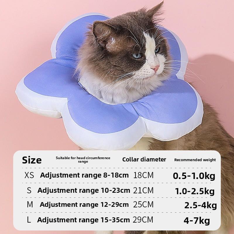 Soft Cotton Sunflower Elizabeth Collar Cute Plush Anti Licking Recovery Neck Cover for Cats Small Dogs Post Surgery Wound Protective Headgear