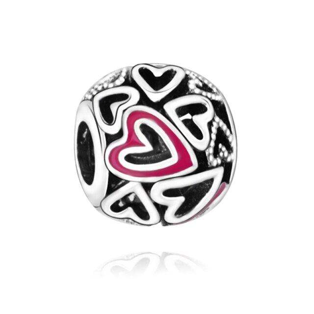 925 Sterling Silver Colorful Beads Transparent Shiny Row Clip Charm Fit Women Bracelet DIY Jewelry