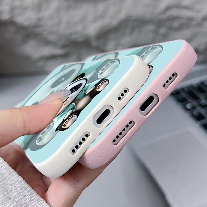 Чехол для iPhone 17 Pro Max Синий Пальто Узор с Пандой Кожаная Текстура Мягкий Силиконовый Чехол для Funda iPhone 16 Pro Max 15 14 13 12 11 Air 16E
