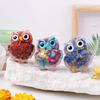 Natural Crystal Owl Figurine Handmade Resin Owl Statue Filled with Crystal Stones Tabletop Owl Ornament
