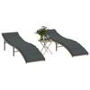 VidaXL Set of 2 Sun Loungers with Table, Sunbed, Patio Deck Chair, Outdoor Garden Seat, Light Grey 368256