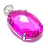 Pink Topaz Gemstone Handmade 925 Sterling Silver Jewelry Pendant 2.05" U9t48