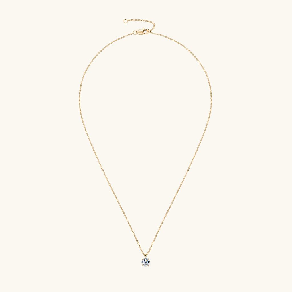 D Color 6.5mm 1.0 Carat Moissanite Solitaire Drop Necklaces 18k Gold Plated Pendant Original Real 925 Silver Chain Jewelry for Women