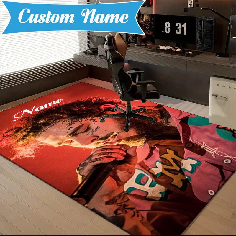 Custom Name Rap Music Malone Rug Game Carpet, Floor Mat for Bedroom Living Room Entryway Rug, Home Decor Idea Gift for Christmas birthday
