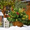 Christmas Outdoor Simulation Of The Courtyard Decorated With Glowing Needles And Red Garden Orranment Christmas Holiday Decor