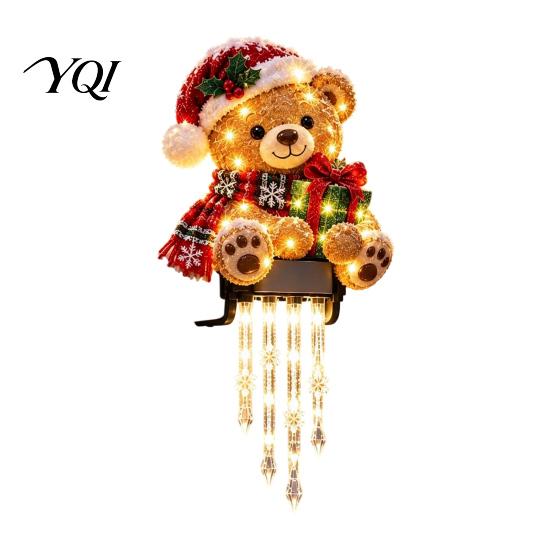Outdoor Holiday Porch Decorations Winter Glow Snowman Icicle Light Decor, Christmas Decorations, Hanging Railing Lights LED for Porch, Yard, Entryway