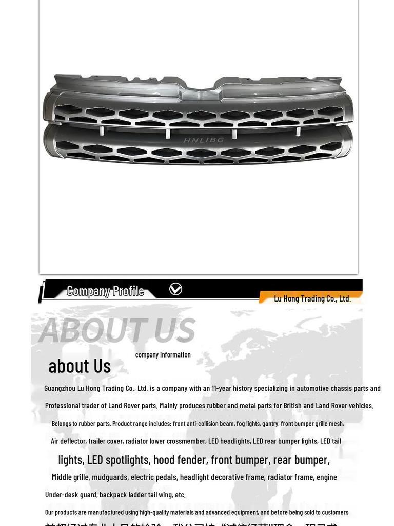 Серебристая решетка радиатора для Land Rover Range Rover Evoque 2012-2018 (Нет логотипа) LR076023