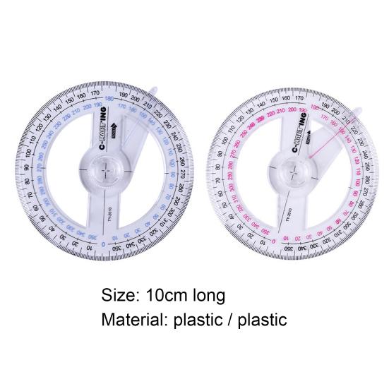 Удобный транспортир, 2 шт., простая в использовании пластиковая портативная линейка с углом поворота 360 градусов, ежедневная