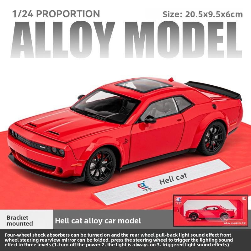 Сплавной коллекционный модель спортивного автомобиля Dodge Challenger Srt Hellcat для детей с инерционным управлением и открывающимися дверями