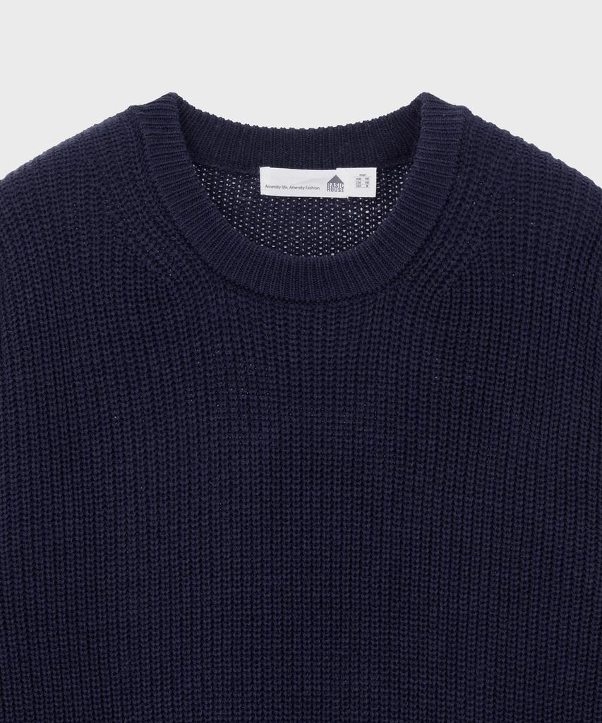 BASIC HOUSE Uni Daily Round Neck Knit Dark Navy Lxkt2101