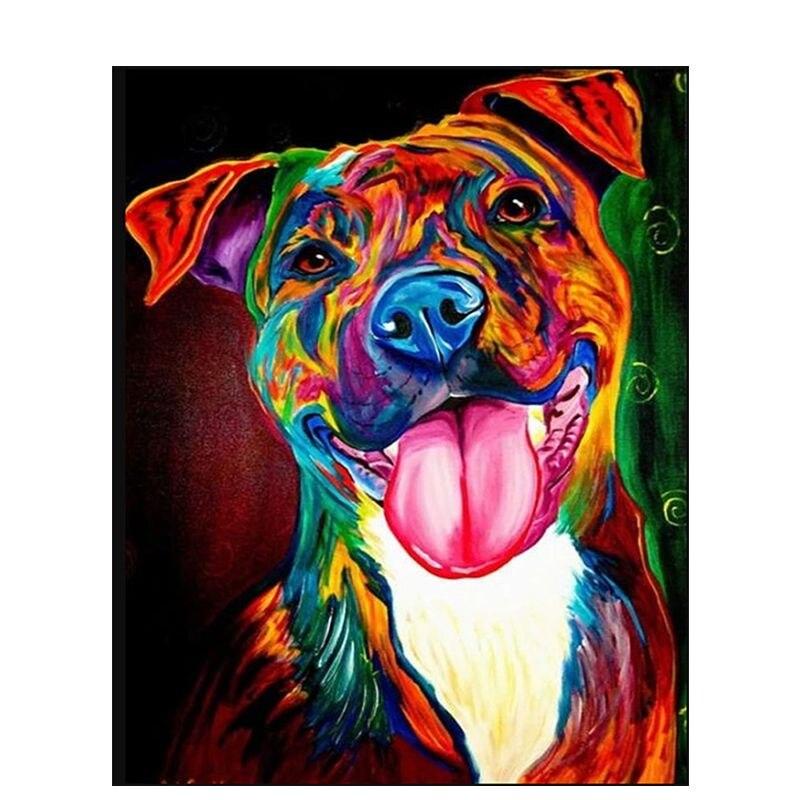 5D круглая алмазная живопись Цветная собака животное для детей и взрослых картина вышивка мозаика дизайн ремесла домашний декор подарок
