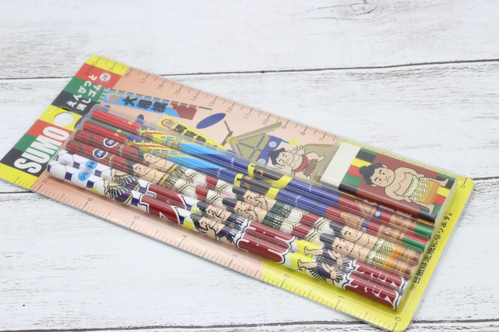 Castle Enterprises and Eraser Set 6-Pencil (Sumo) (10-Pack) [Japanese Souvenir/Festival/Event/Children's Party/New Year's/Christmas/Obon]