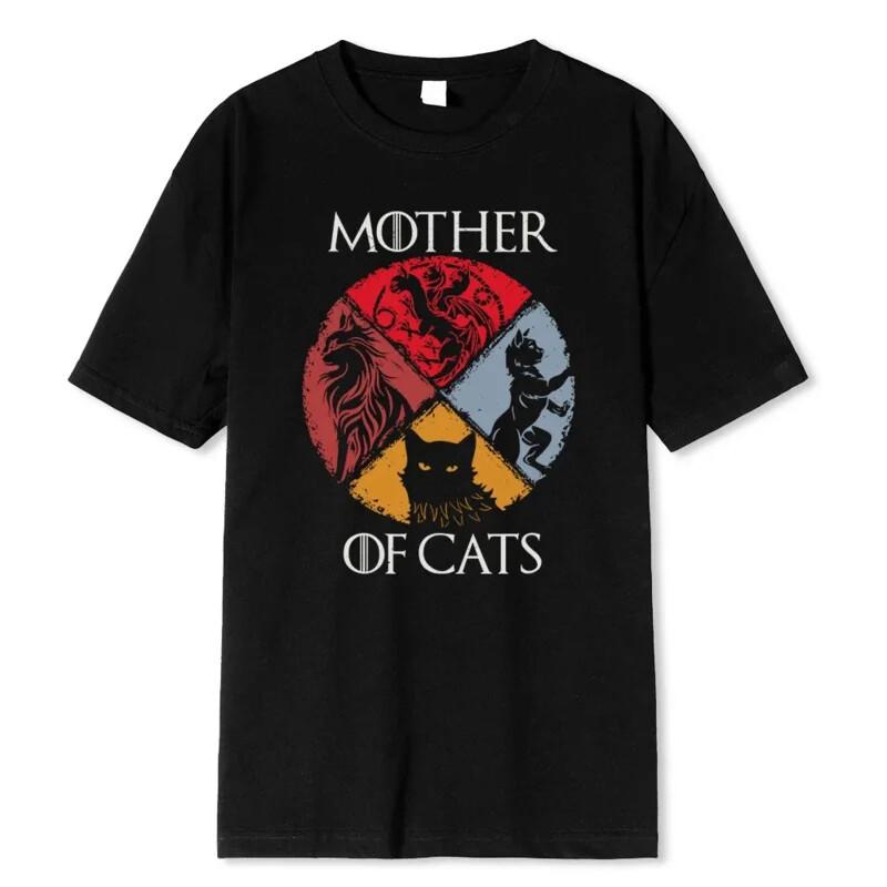 Cat Family Mother Of Cats Printing Male T Shirts Quality Tshirt Summer