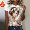 Красивая футболка с цветочным узором для женщин, мультяшные футболки с 3D-принтом, летние повседневные свободные футболки с круглым вырезом и короткими рукавами