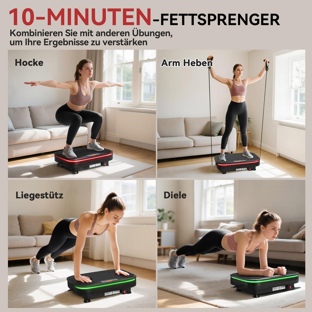 Vibration Plate For Fitness Exercises Bluetooth Function Remote Control 99 Speed Levels Plastic Steel Black