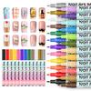 Набор ручек для нейл-арта 12/24 цвета, быстросохнущие маркеры для граффити на ногтях, с тонким кончиком, водостойкие лаковые ручки, кисть-лайнер для рисования