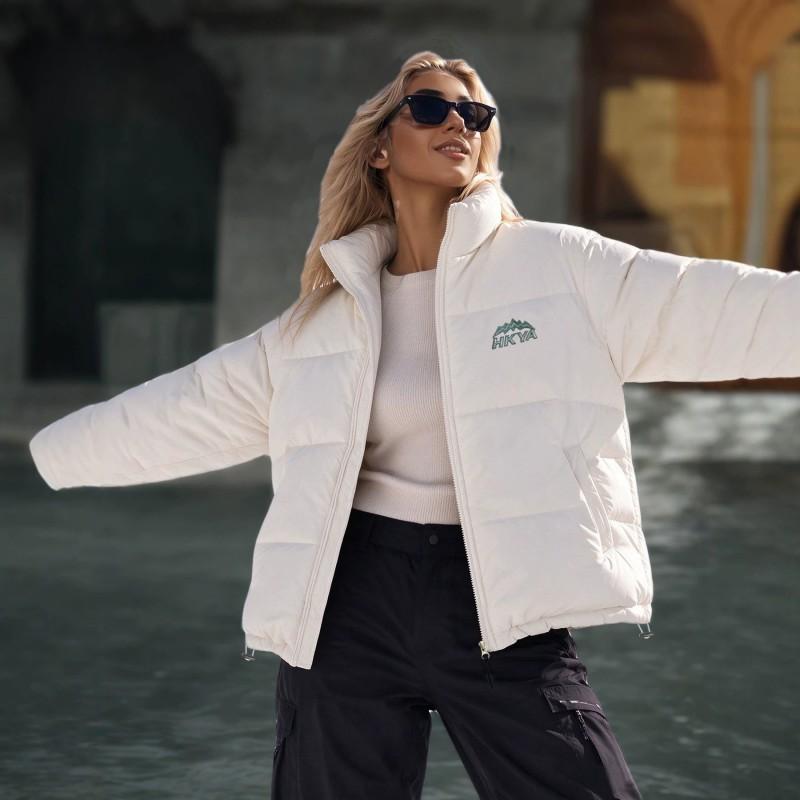 Womens Winter Puffer Coat Loose Fit Thick Warm Casual College Style Cotton Jacket