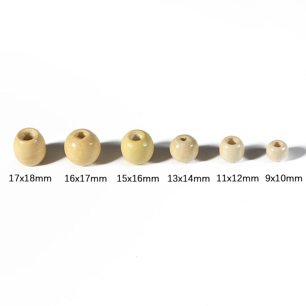 50 шт., натуральные круглые деревянные бусины кофейного цвета с большими отверстиями для самостоятельного изготовления ювелирных изделий, аксессуары