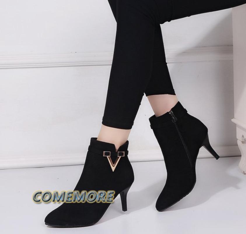 Fashion Large Sizes 35-40 Party Booties Woman Fashion High Heels Women's Shoes Sexy Add Fur Winter Ankle Boots Short Boots Ladies Shoes