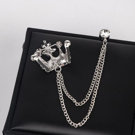 Брошь в форме короны унисекс, цепочка с кисточками, булавка на лацкане, аксессуар для костюма в стиле ретро-корсажа