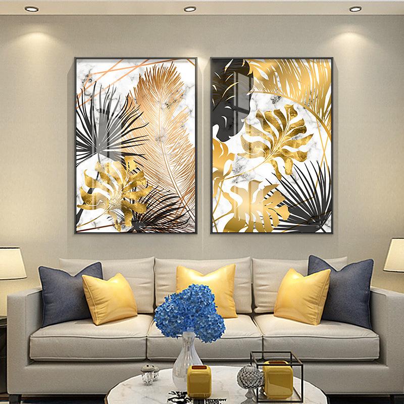 Скандинавские растения, золотой лист, холст, картина, ботанические постеры и принт, абстрактные настенные художественные картины для гостиной, современный декор