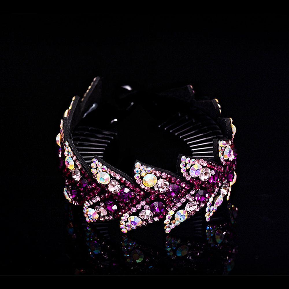 Hair Claw Rhinestone Women Bun Maker Headwear Bird Nest Twist Clip Floral Leaves Hair Claw