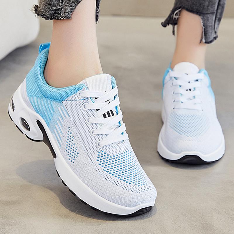 Fashion Mixed Color Women Sport Sneaker Autumn New Lace Up Thick Sole Sneakers Woman Breathable Mesh Running Shoes Plus Size 44