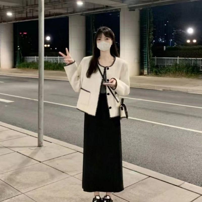 Кардиган, свитер, осеннее и зимнее пальто, кардиган, вязаный высококачественный ароматный корейский свитер с длинными рукавами и круглым вырезом, женский кардиган