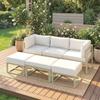 Garden Daybed, 6 Piece Outdoor Sectional Sofa Set, Aluminium Patio Conversation Furniture Set with Coffee Table