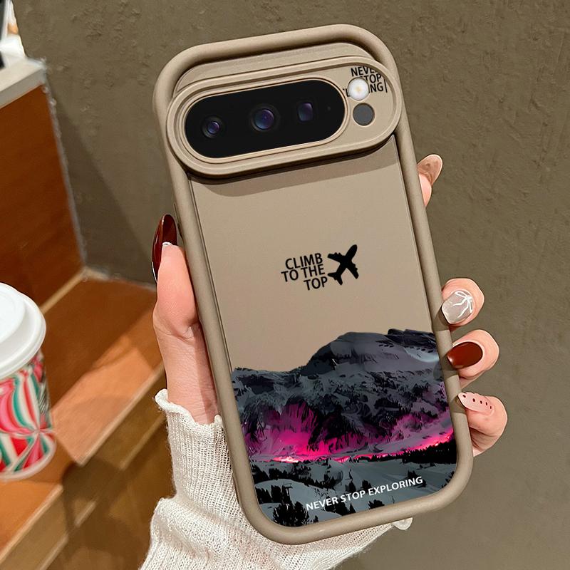 Чехол для Google Pixel 9 8 7 Pro 9 Pro XL 9A 8A 7A Узоры для путешествий по заснеженным горам Конфетный цвет Мягкий ТПУ Силиконовый Противоударный Чехол для Телефона