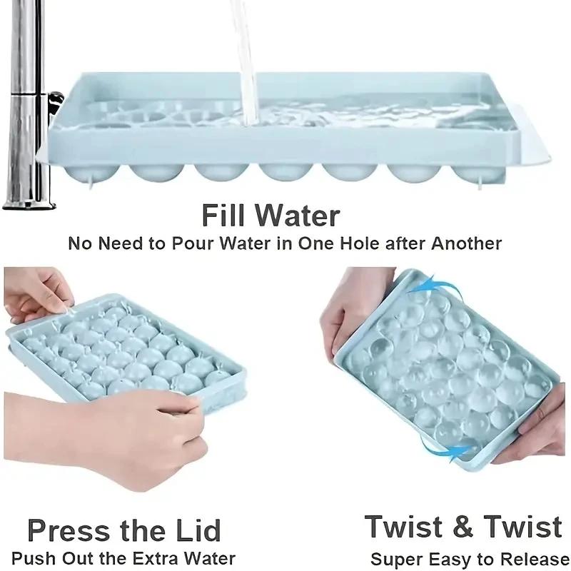 33 сетки пластиковый круглый шар коробка для льда круглый шар форма для льда форма для льда форма для изготовления ледяных шариков 3D круглый кубик льда с крышкой пластик