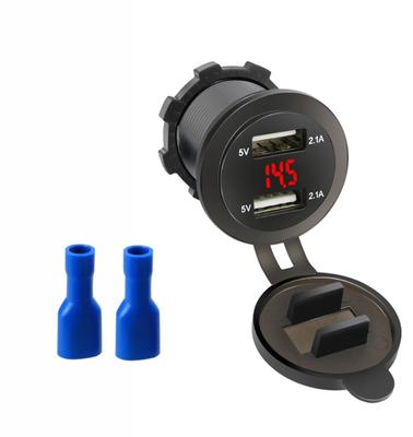 4.2A двойной USB адаптер для автомобильной зарядки с дисплеем напряжения, пылезащищенный дизайн, обновления для автомобильных зарядок для транспортных средств и лодок