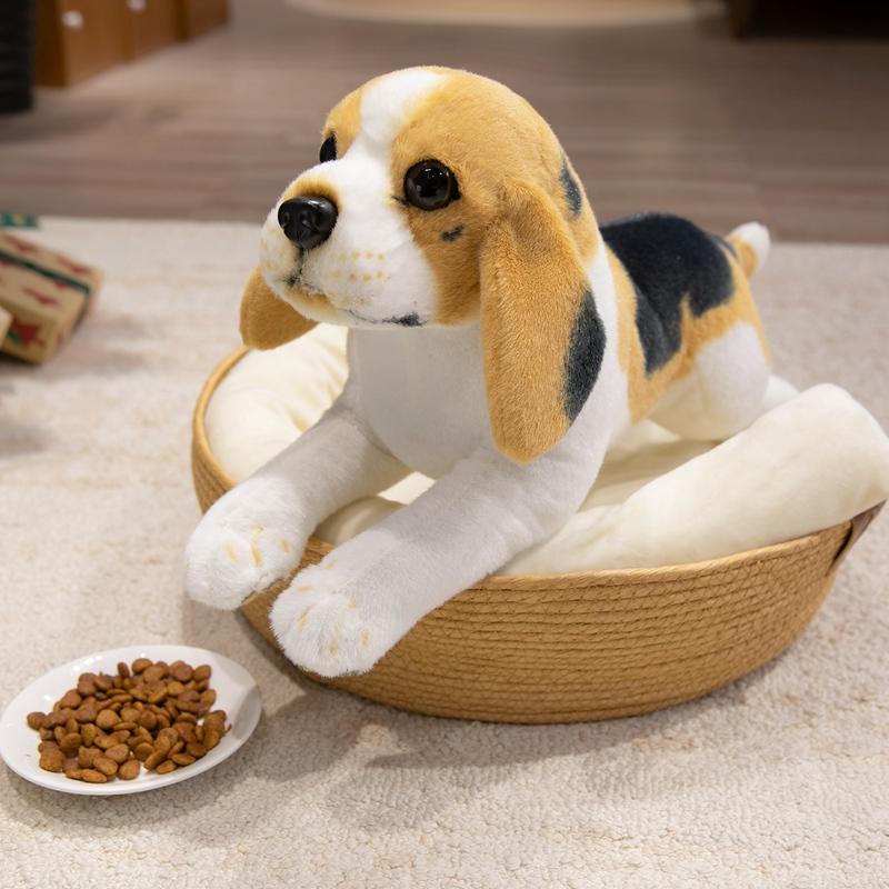 Simulation Beagle Plush Toy Cute Fluffy Cartoon Stuffed Animal Dog Doll Home Decor Gifts For Kids