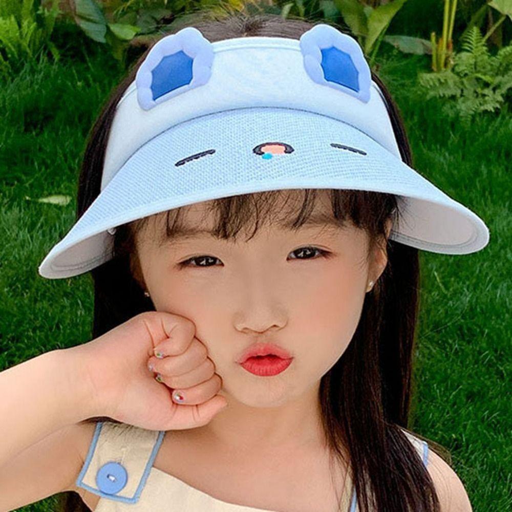 Adjustable Sun Visor Hat Large Brim Sunscreen Cap Lovely Empty Top Cap Boys Girls