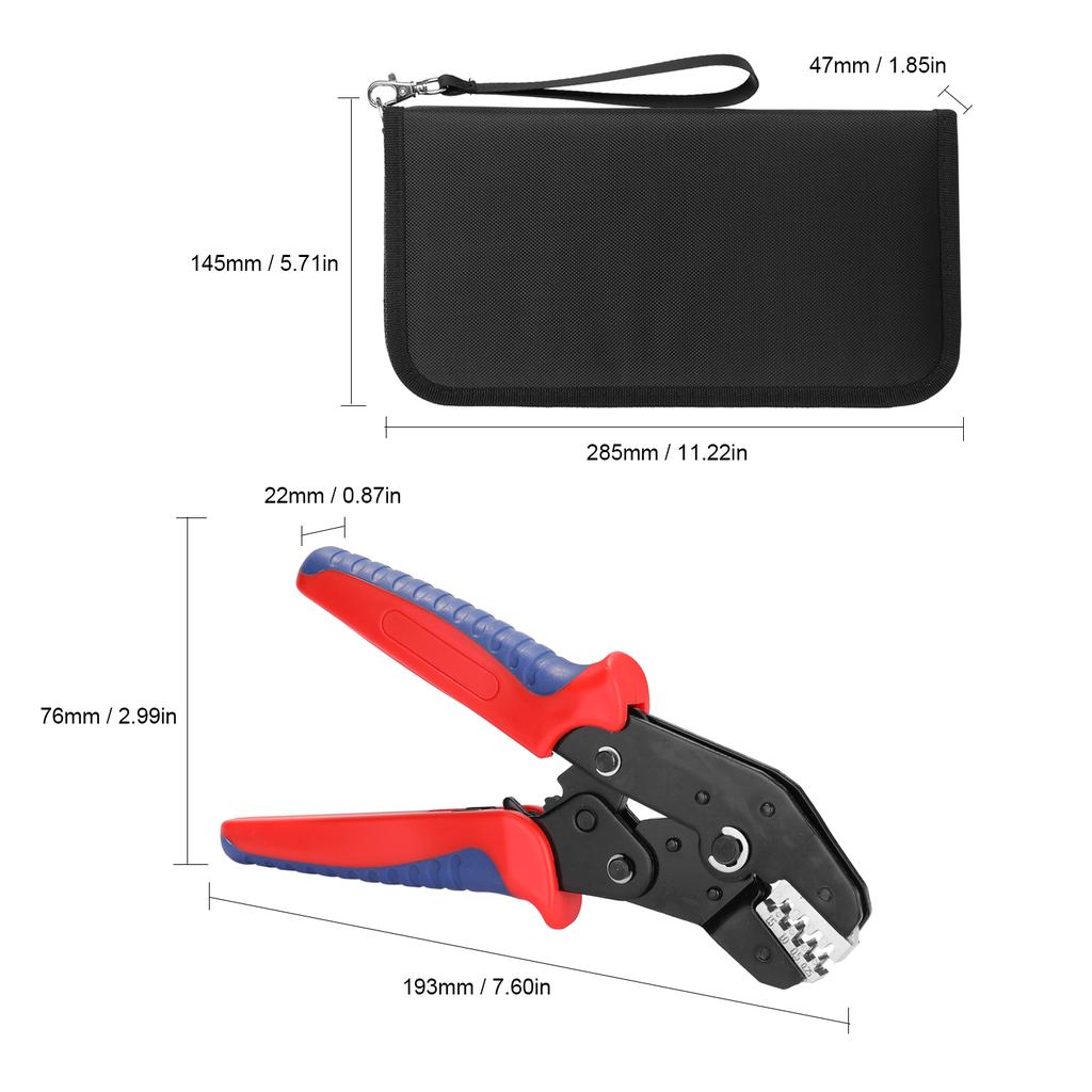 SN 48BS Ferrule Crimping Tool Kit Insulation Terminals Crimper Plier with 8 Replacement Jaws