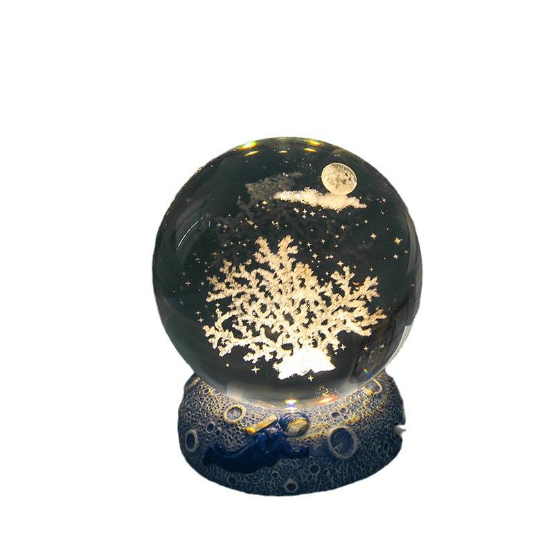 Starry Sea 3D Crystal Ball Night Light - Ocean Series Ornament & Birthday Gift