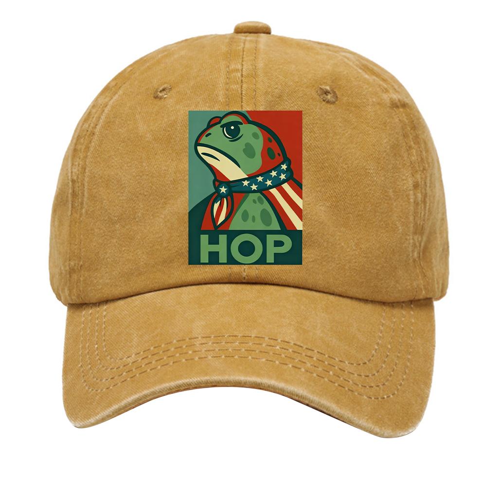 Men's Washed Cotton Baseball Cap With Printed Distressed Soft Top Denim Hat, Vintage Hat