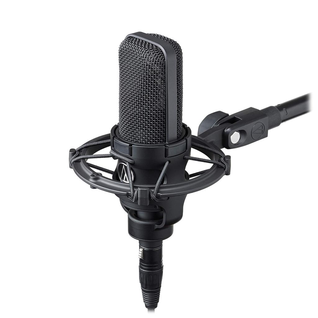 Audio-Technica AT4033a Side-Address Cardioid Condenser Microphone, XLR, Shock Mount Included, Black