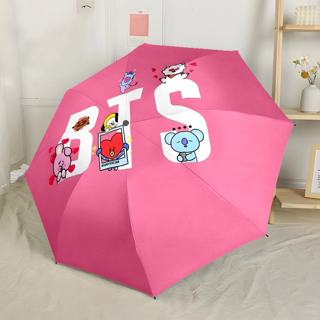 BTS idol Automatic Umbrella with 8-Rib Sturdy Construction Travel Essential Fashionable Perfect Birthday Christmas Gift Idea