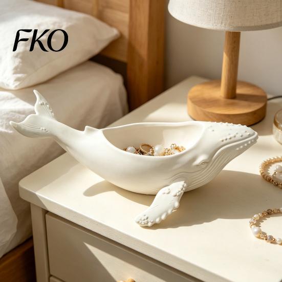 Скульптура горбатого кита, накопительная чаша, с полым желобом, 3D-печать, морской стиль, украшение для рабочего стола, для украшений и мелочей