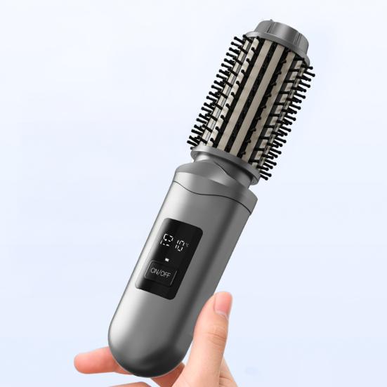 Беспроводная плойка-щетка для завивки волос, перезаряжаемая через USB, дорожная, нагреваемая круглая щетка 3-в-1, быстронагреваемая термощетка, электрическая плойка для укладки волос