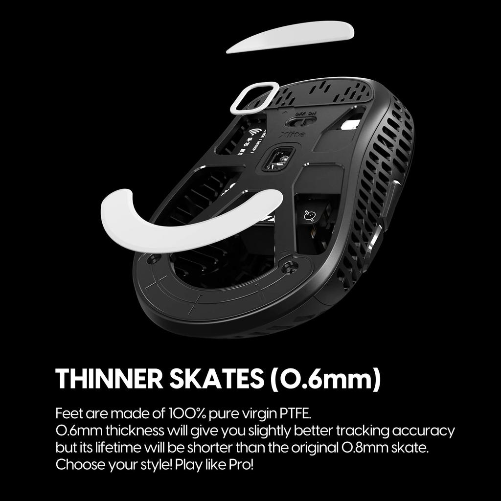 Pulsar Gaming Gears Xlite Wireless  V2 & V2 Mini Wireless Mouse Feet, 100% PTFE Skates (Xlite Wireless, Original Thin + Control Set, White)
