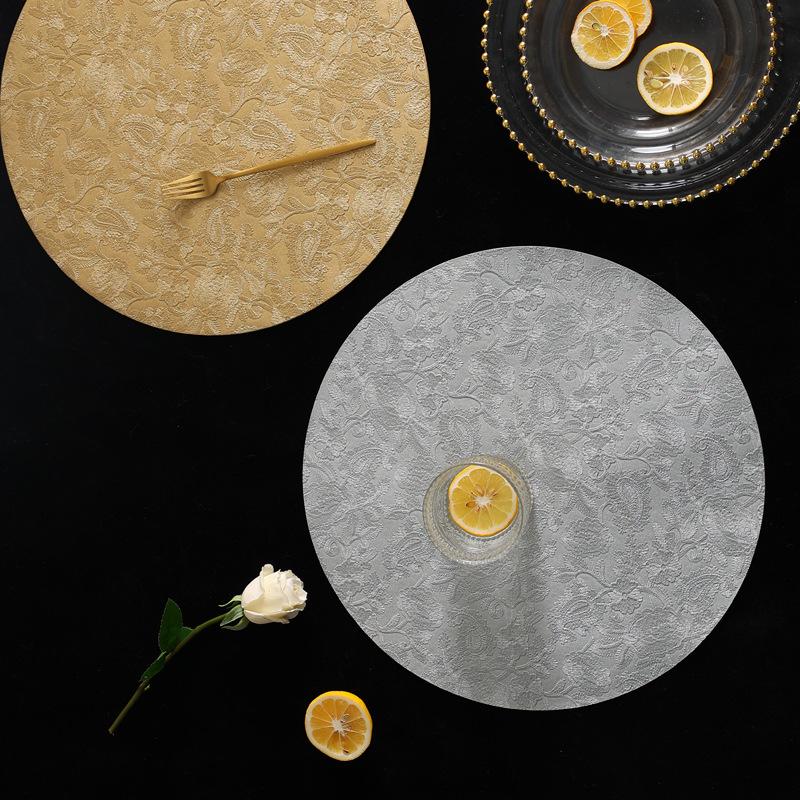 Embossed PVC Leather Placemat Waterproof Oil-proof Heat-resistant Dining Table Mat Elegant Insulation Pad Home Kitchen