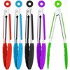 7-inch Silicone Small Tongs Set, Mini Kitchen Tongs with Silicone Tips, Food Tongs, Stainless Steel Cooking Tongs for Salad, Grilling, Frying, and Coo