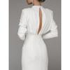Spring Summer Women's Fashion Dress, European American Style High Neck Slit Long Maxi Dress, Casual Wear