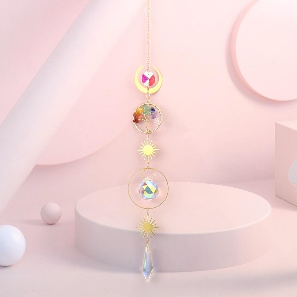 Sun Catcher Gold Moon Tree Of Life Agate Sunlight Decor For Windows