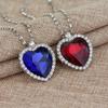 Big Crystal Heart Pendant Necklace For Women Full Rhinestone Necklace Titanic Heart Of Ocean Blue Heart Love Forever Jewelry