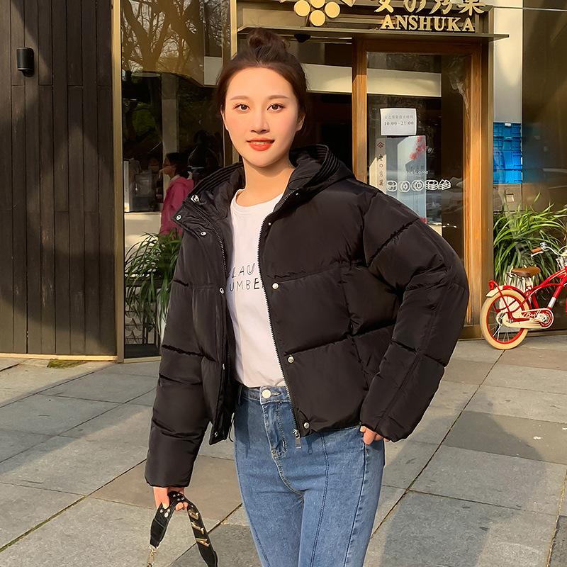 Candy Color Short Down Cotton Clothes Women's New Winter Thickened Loose Casual Hooded Bread Clothes Jacket